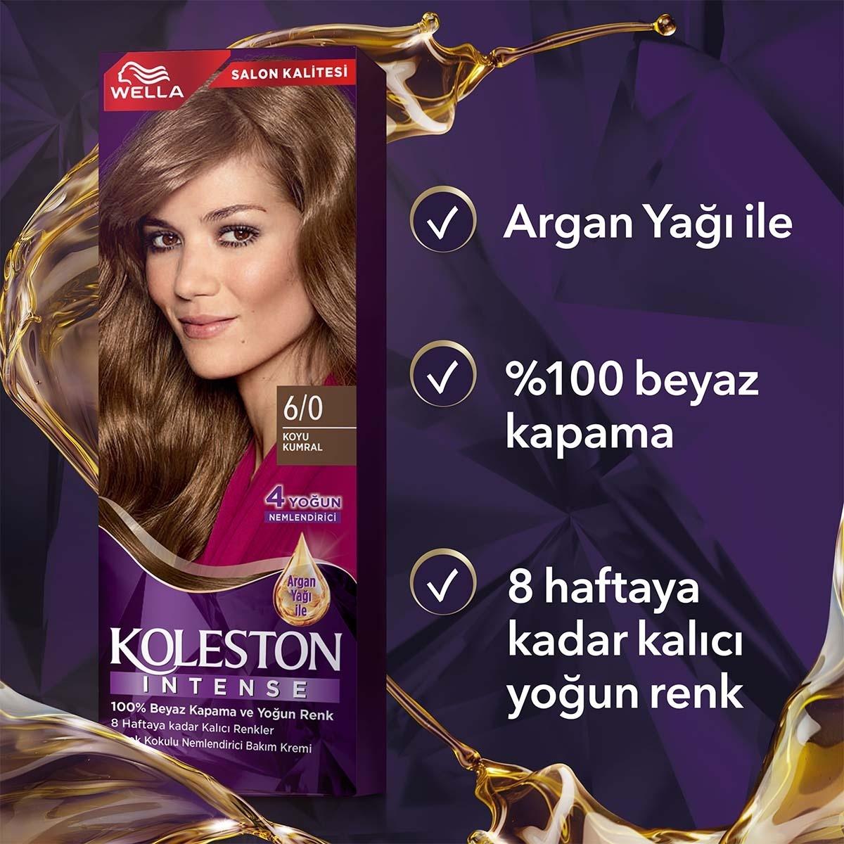 Wella Koleston Intense 6/0 Dark Ash Blonde Hair Dye: 100% Gray Coverage, Long Lasting Color, Argan Oil & Complete Kit