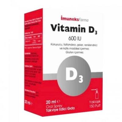 Imuneks Vitamin D3 Supplement Spray for Kids - 600 IU per Puff, Gluten-Free, Natural Olive Oil - Vitamin D3 for Children