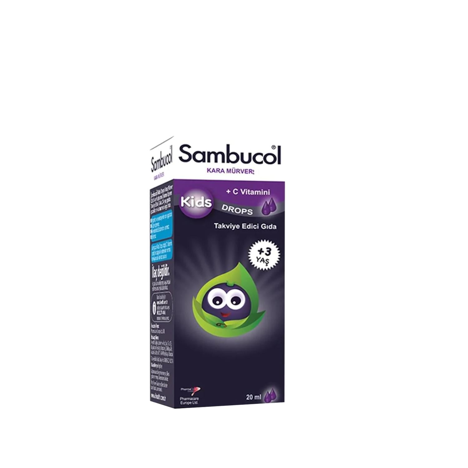 Sambucol Kids Immune Support Drops - 20ml Black Elderberry Supplement for Children, Natural Health Product