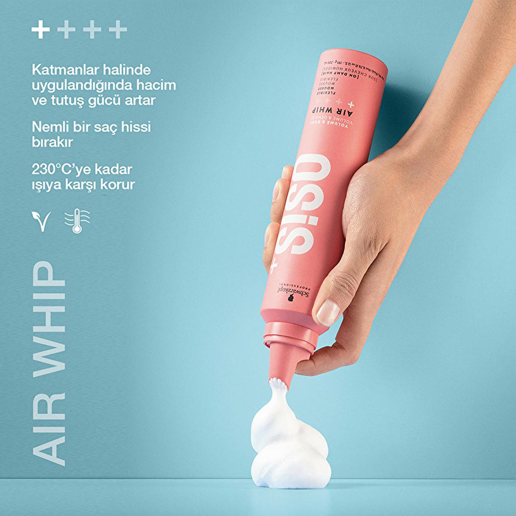 Osis Hair Styling Mousse - Air Whip 200ml - Flexible Hold, Heat Damage Protection