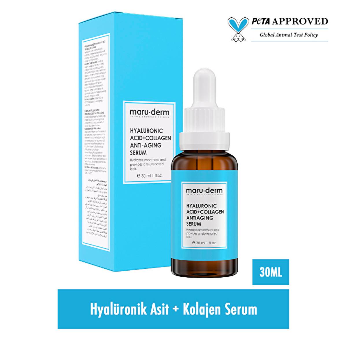 Maruderm Anti-Aging Collagen & Hyaluronic Acid Serum: Firm, Hydrate & Reduce Wrinkles - Paraben & Perfume Free - 30ml
