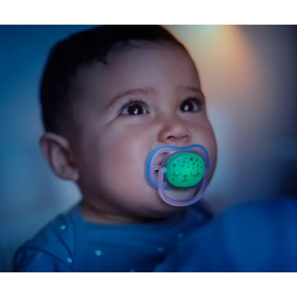 Philips Avent Ultra Air Night Baby Pacifier - Glow-in-the-Dark, Orthodontic, Easy Clean - 6-18m