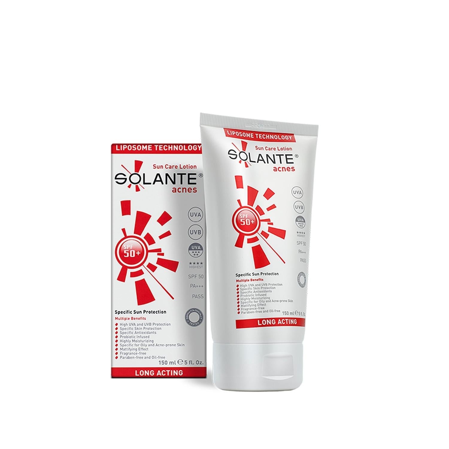 Solante Acnes SPF50 Sunscreen Lotion: Advanced Sun Protection for Acne-Prone Skin, 150ml