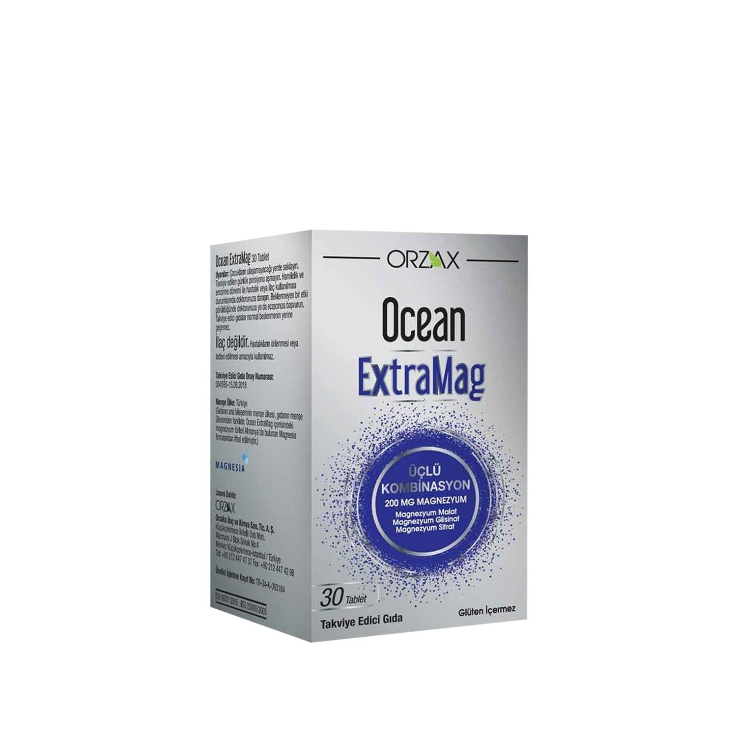 Orzax Ocean ExtraMag Dietary Supplement - Triple Combination Magnesium Support 30 Tablets