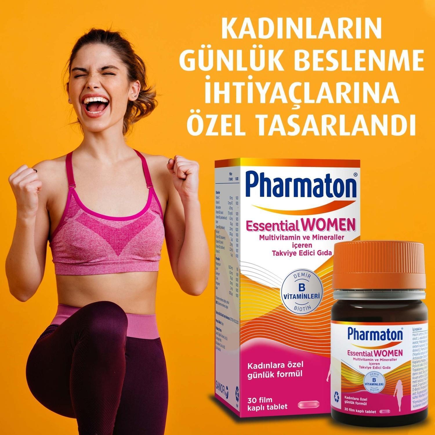 Pharmaton Essential Women Multivitamin Supplement for Women's Health - Daily Vitamin and Mineral Supplement for Women, 30 Tablets