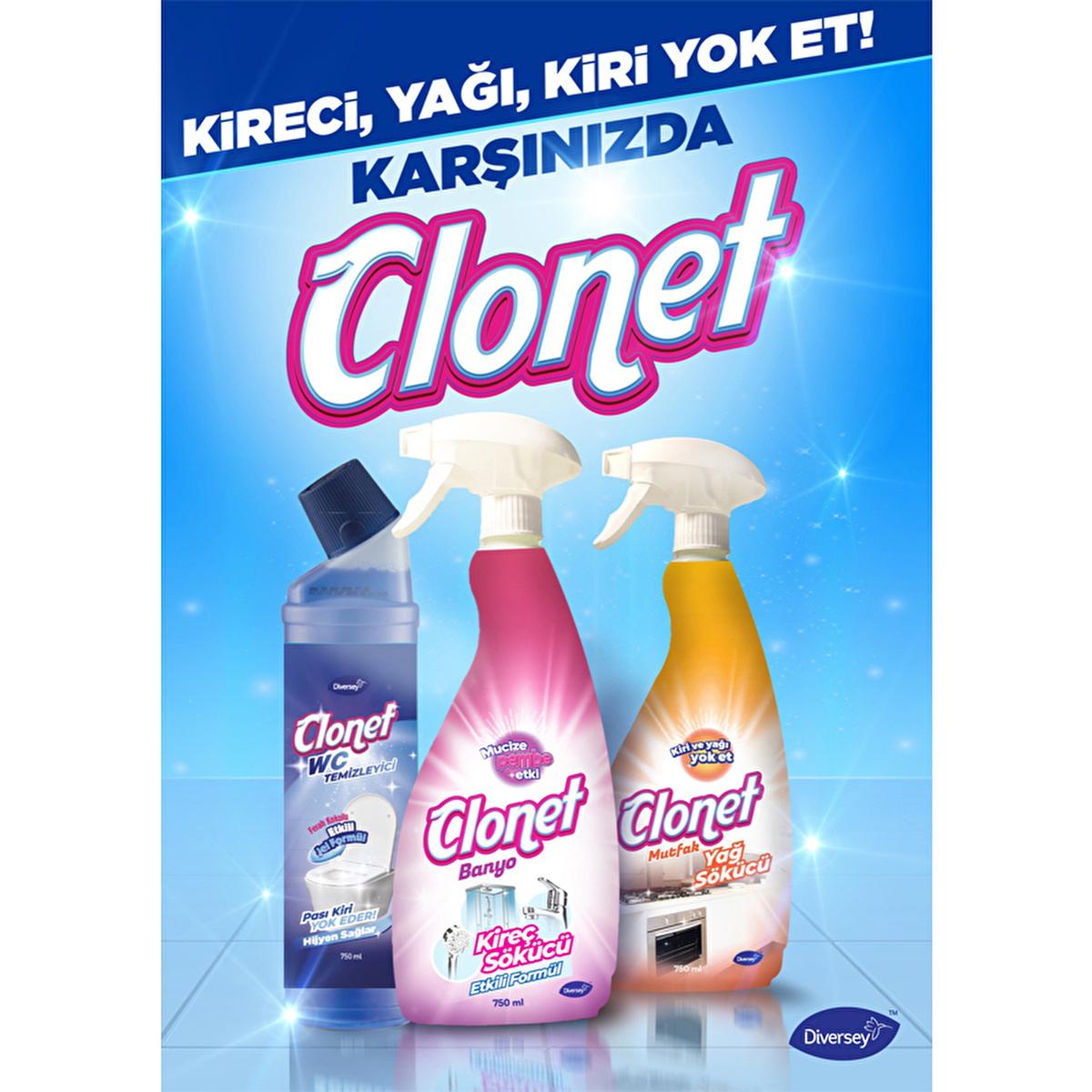 Diversey Clonet Toilet Cleaner - Effective & Powerful 25.36 fl oz Jel Toilet Bowl Cleaner with Hydrochloric Acid