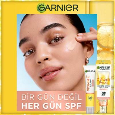 Garnier Daily Sunscreen Face Cream with Vitamin C & SPF50+ - Brightening, Vegan Formula for Sensitive Skin