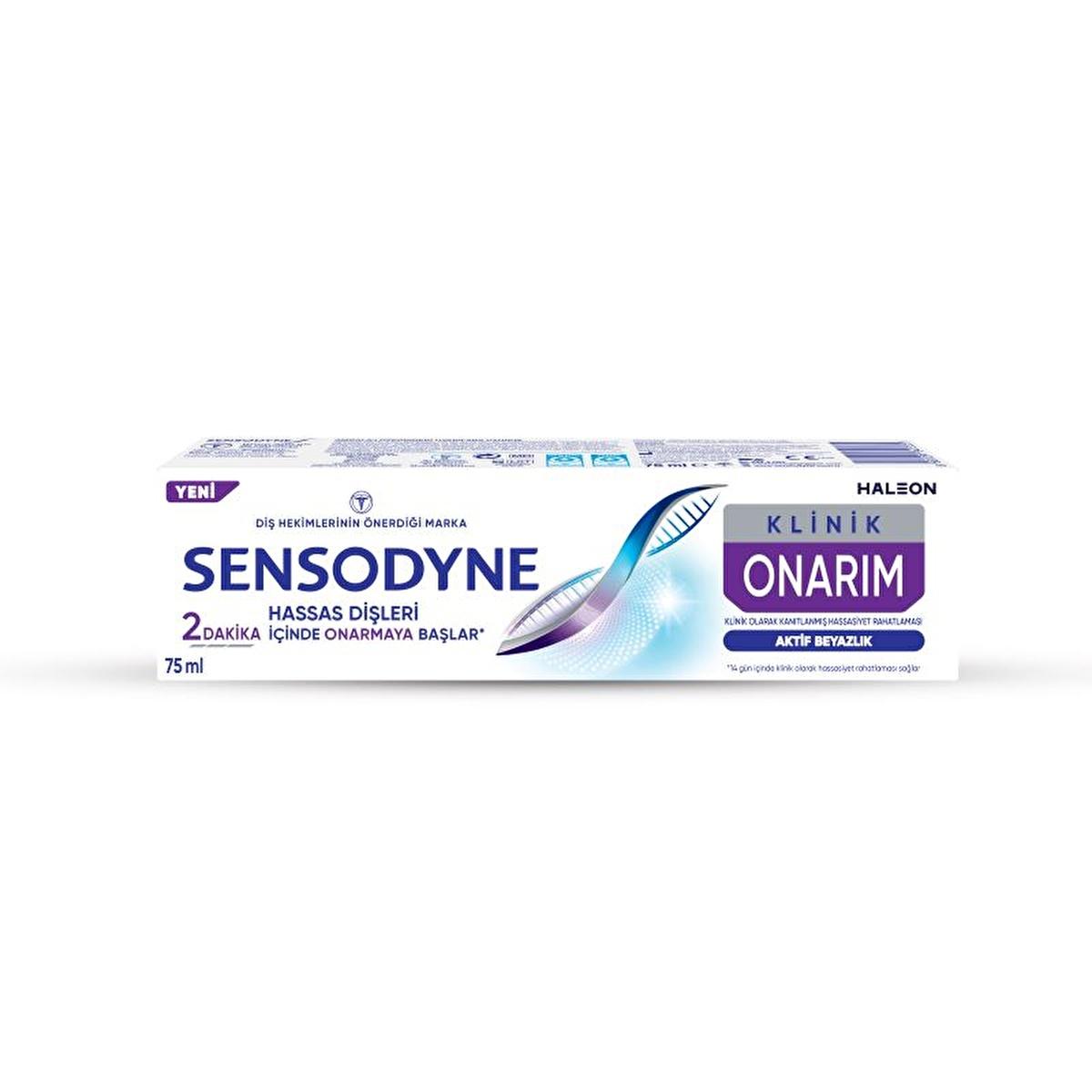 Sensodyne Sensitive Teeth Toothpaste - Klinik Onarım, Aktif Beyazlık, 2.54 fl oz
