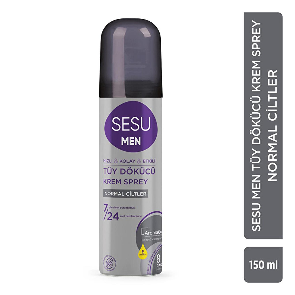 Sesu Men's Hair Removal Cream Spray - 8 Minute Quick Hair Removal, Moisturizing, Dermatologically Tested - 5.07 fl oz