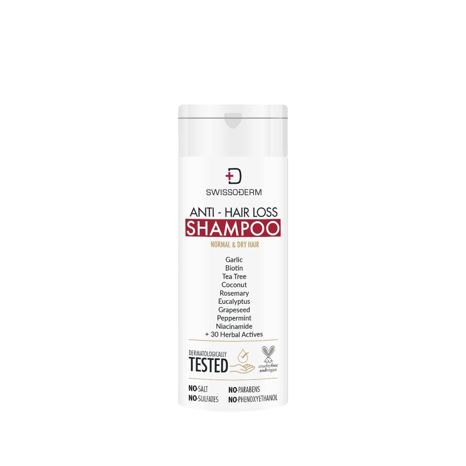 Swissoderm Anti-Hair Loss Shampoo for Normal to Dry Hair - 1.69 fl oz, Reduces Hair Loss & Strengthens Hair