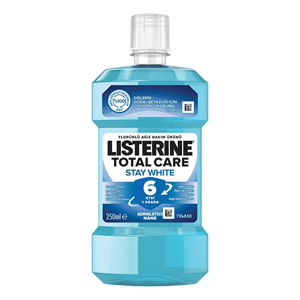Listerine Total Care Stay White Mouthwash: Tartar Control, Stain Protection, & Fresh Breath - Clinically Proven Whitening Rinse