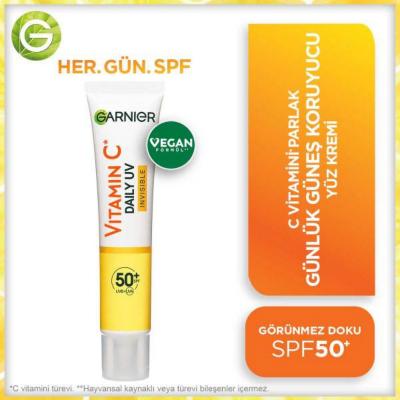 Garnier Vitamin C Face Moistizer with SPF50+ - Daily Face Cream for Sensitive Skin, Vegan Friendly