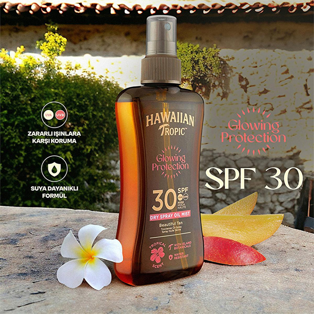 Hawaiian Tropic SPF 30 Dry Spray Sunscreen Oil: Glowing Protection, Vegan, Tropical Scent - UVA/UVB Broad Spectrum - 6.76 fl oz