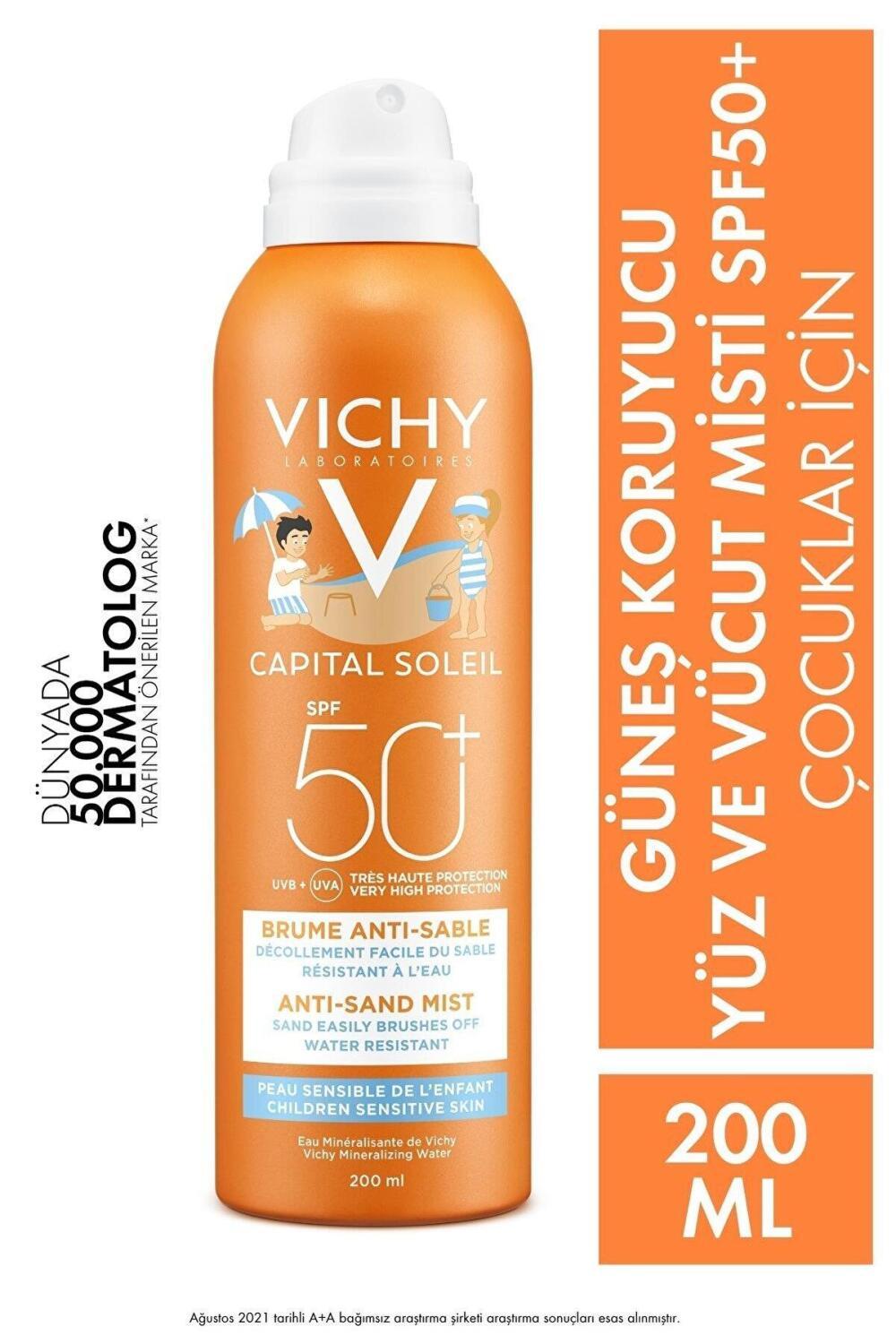 Vichy Capital Soleil SPF50 Anti-Dandruff Mist for Children - Hypoallergenic, Water-Resistant Sunscreen Spray - 6.76 fl oz
