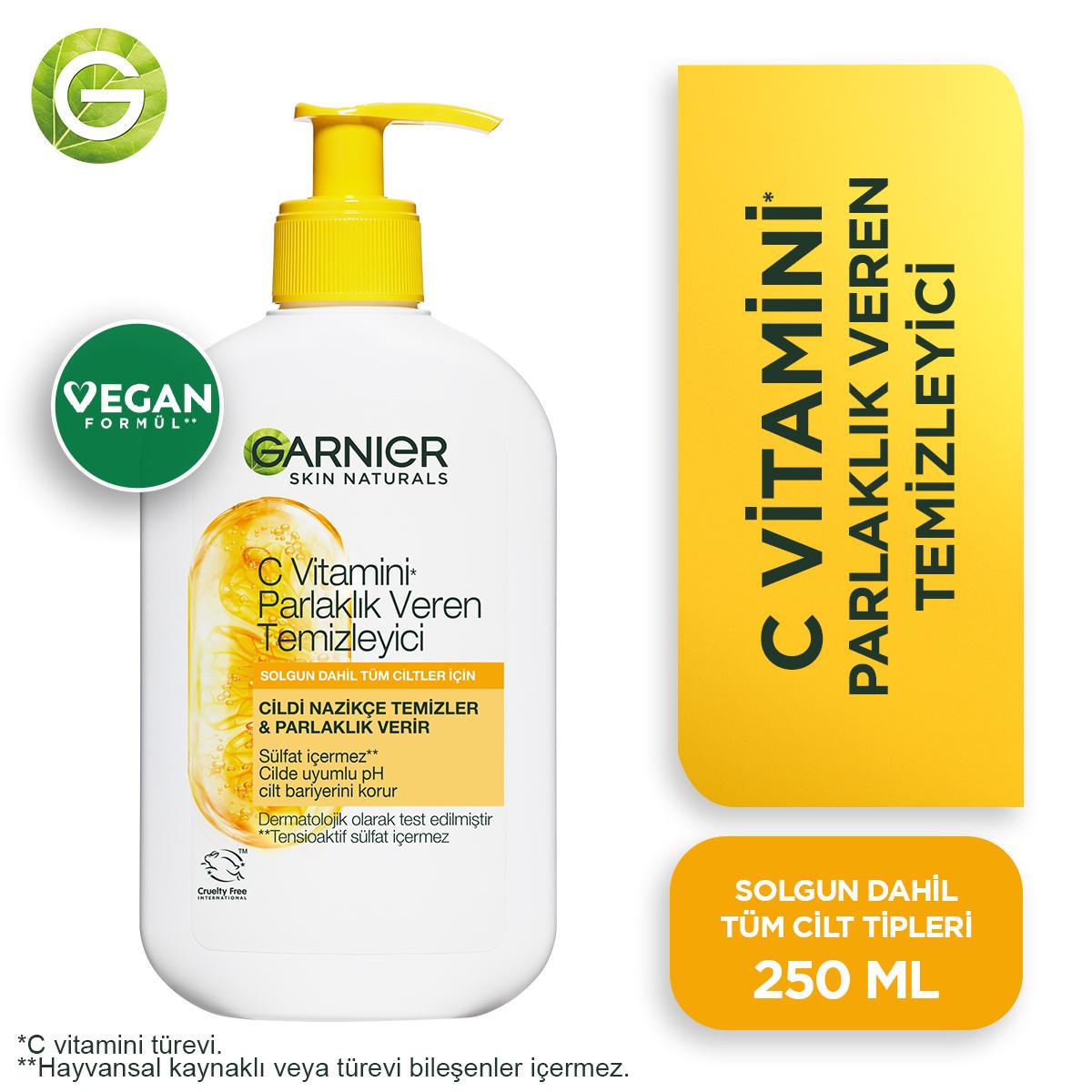 Garnier Vitamin C Brightening Facial Cleanser - Vegan & Sulfate-Free for Radiant, Healthy Skin (8.45 fl oz)