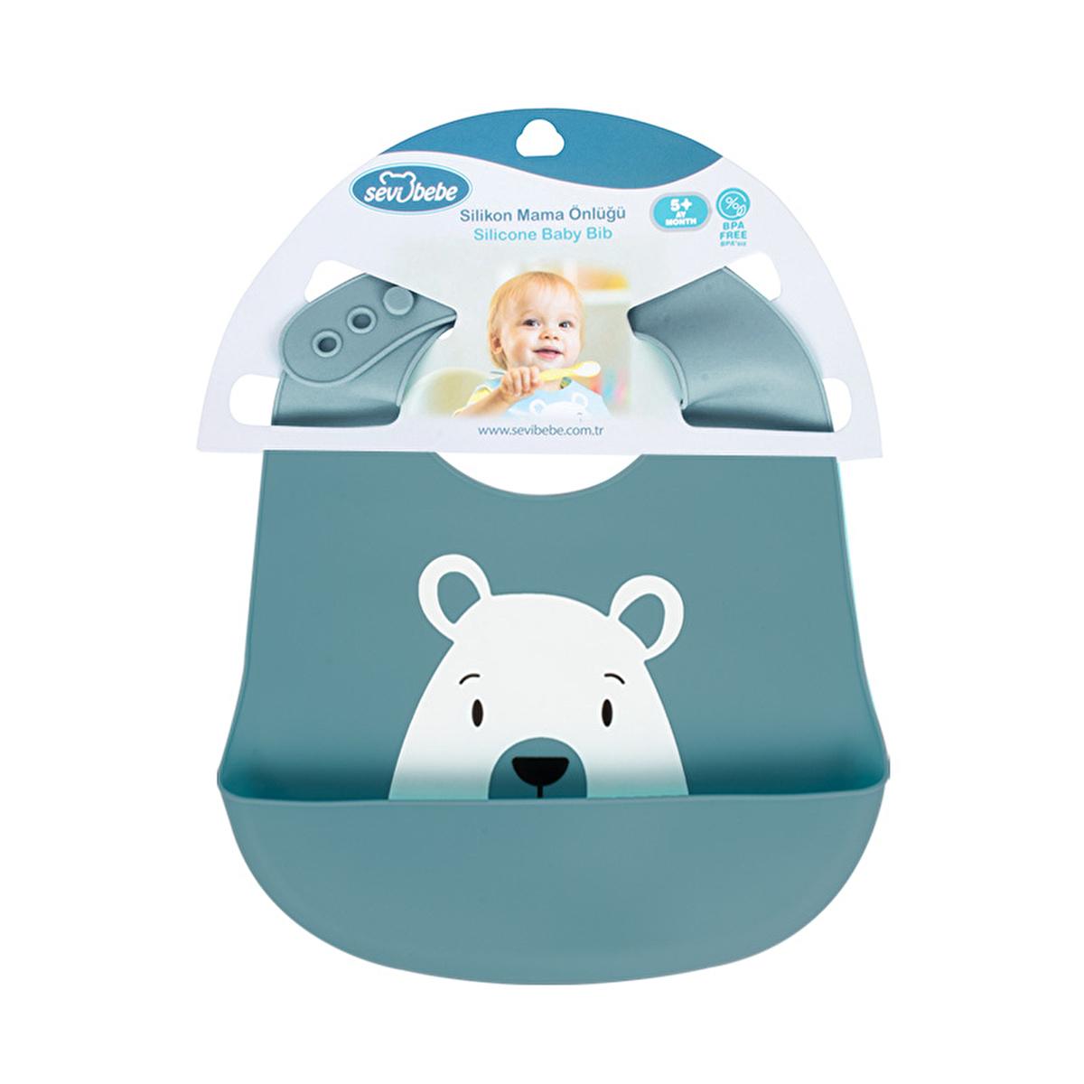 Sevi Bebe Silicone Baby Bib - Waterproof, Adjustable, and BPA-Free for Babies Over 5 Months