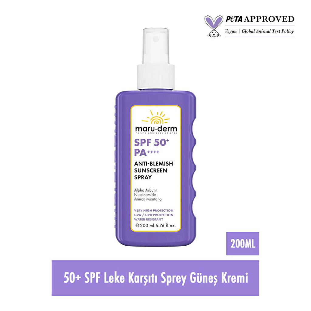 Maruderm SPF 50+ Anti Dark Spot Sunscreen Spray: Ultimate UVA/UVB Protection for Face & Body with Alpha Arbutin & Niacinamide - 6.76 fl oz
