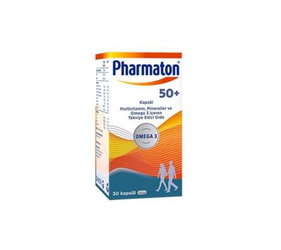 Pharmaton 50 Plus Multivitamin for Seniors: Boost Energy, Support Heart & Brain Health w/ Omega-3, Ginseng - 30 Capsules