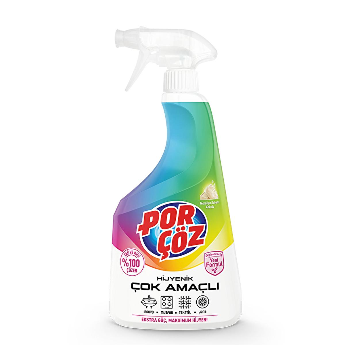 Porçöz Multi-purpose Cleaning Spray 750ml - Effective Grease Remover & Stain Remover with Marseille Soap