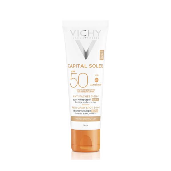 Vichy Tinted Sunscreen SPF50 - Anti-Dark Spots Care for Sensitive Skin, Paraben-Free & Hypoallergenic