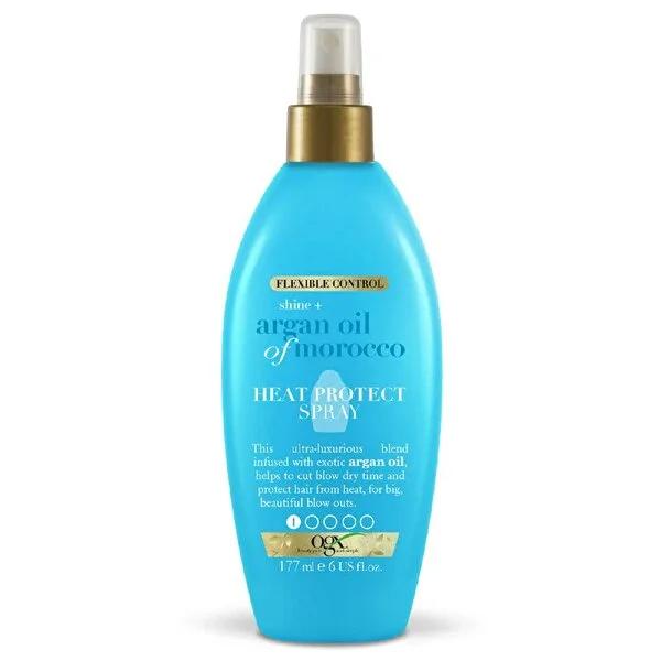 OGX Argan Oil of Morocco Heat Protective Spray - Sulfate-Free Hair Care for Dry Damaged Hair, 6.01 fl oz