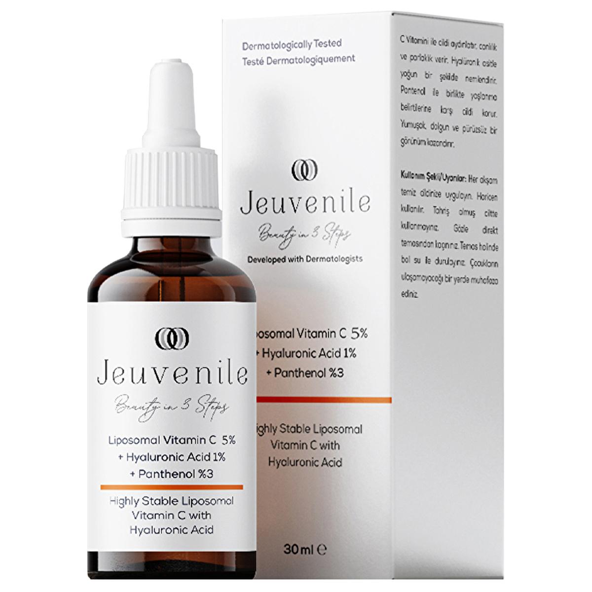Jeuvenile Liposomal Vitamin C Serum: Hydrate, Brighten & Protect - Hyaluronic Acid & Panthenol - Paraben, SLES, Alcohol & Perfume-Free
