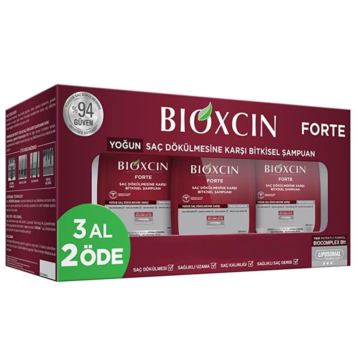 Bioxcin Forte Intensive Hair Loss Shampoo with BIOCOMPLEX B11 - Strengthens Weak Hair Roots, Nourishes Hair & Scalp