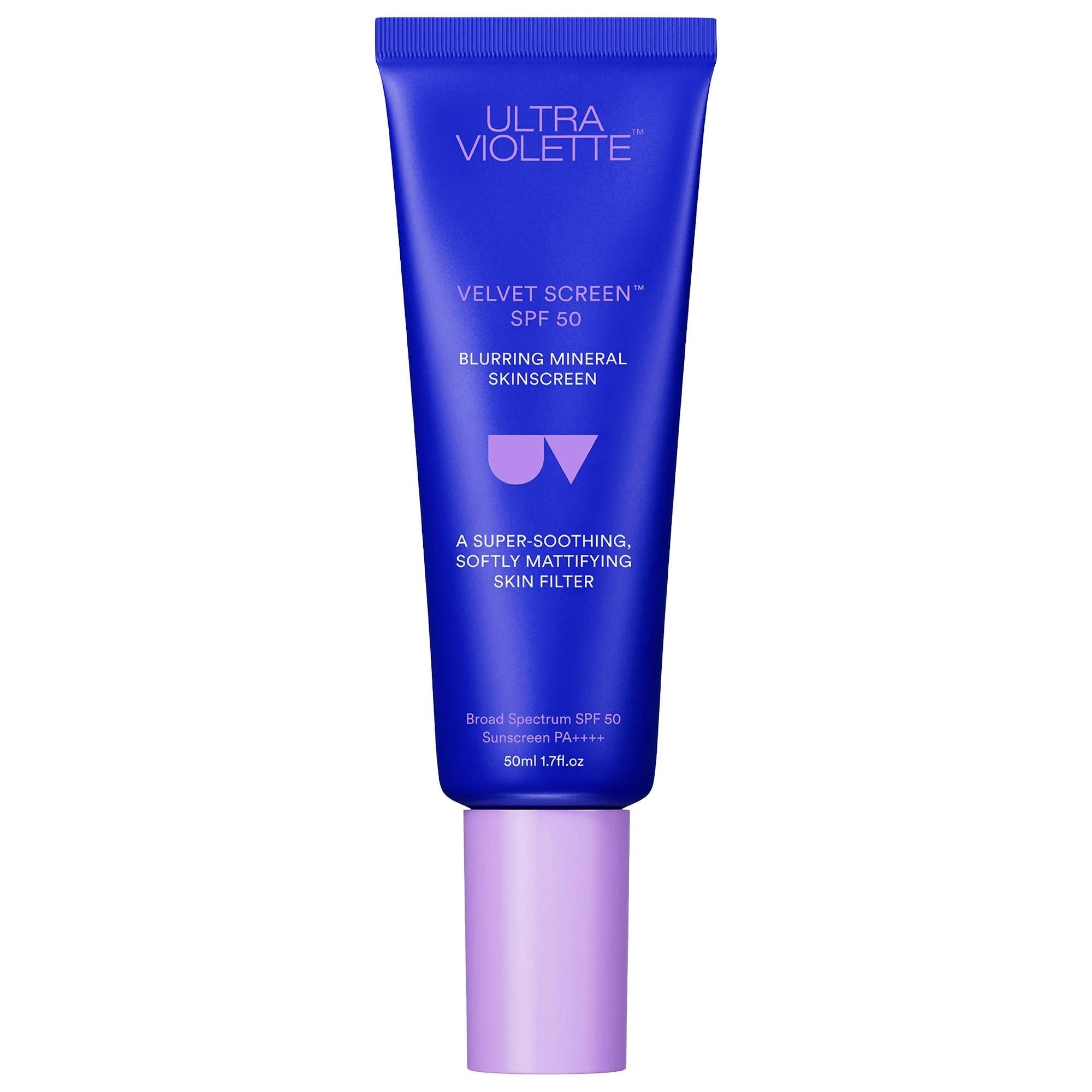 ULTRA VIOLETTE Velvet Screen SPF 50 Mattifying Mineral Fragrance Free Facial Sunscreen for Sensitive Skin - Non-comedogenic, Broad-Spectrum Protection