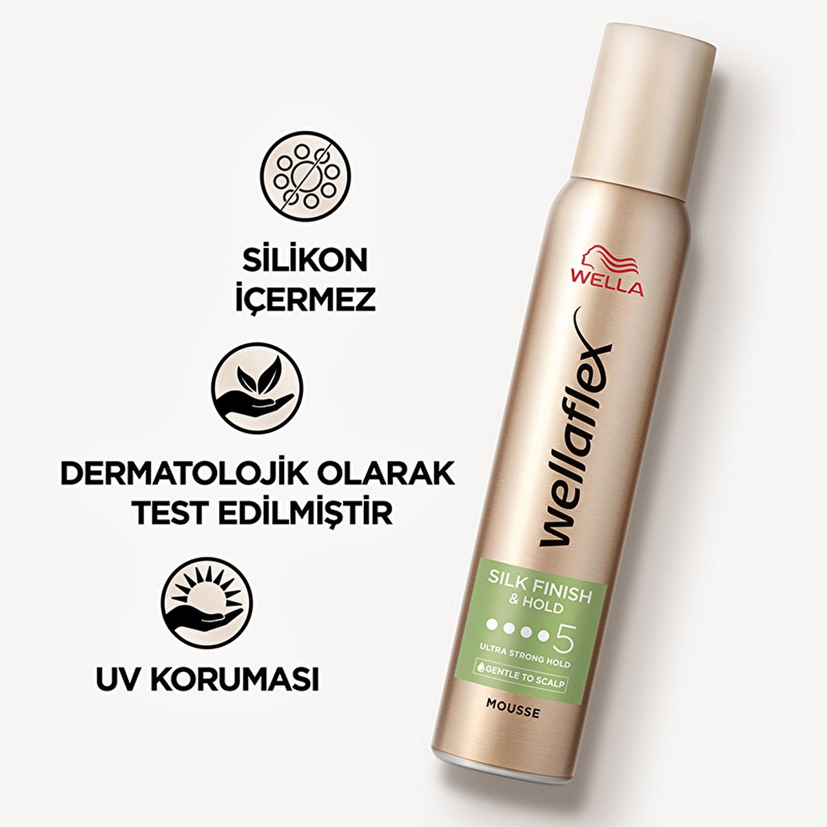 Wella Wellaflex: Ultra Strong Hold & Silky Finish Hair Mousse - 24H Lasting, Vegan, UV Protection - Non-Sticky Styling for Dry Hair