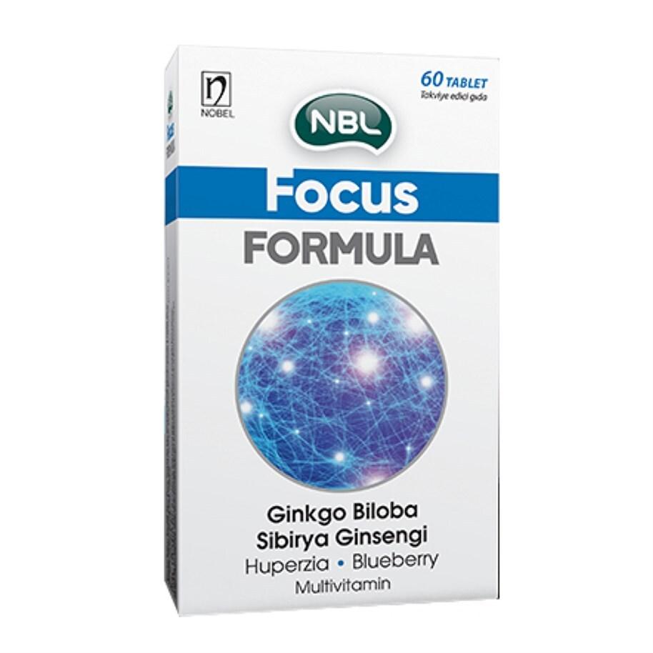 NBL Focus Formula: & Memory - Ginkgo Biloba, Ginseng, Vitamin B Complex - Natural (30 Tablets)