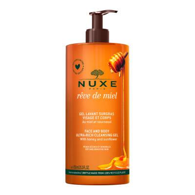 Nuxe Reve De Miel Ultra-Rich Cleansing Gel - 750ml Face & Body Wash for Dry, Sensitive Skin - Hydrating, Nourishing, Gentle, & Long-Lasting
