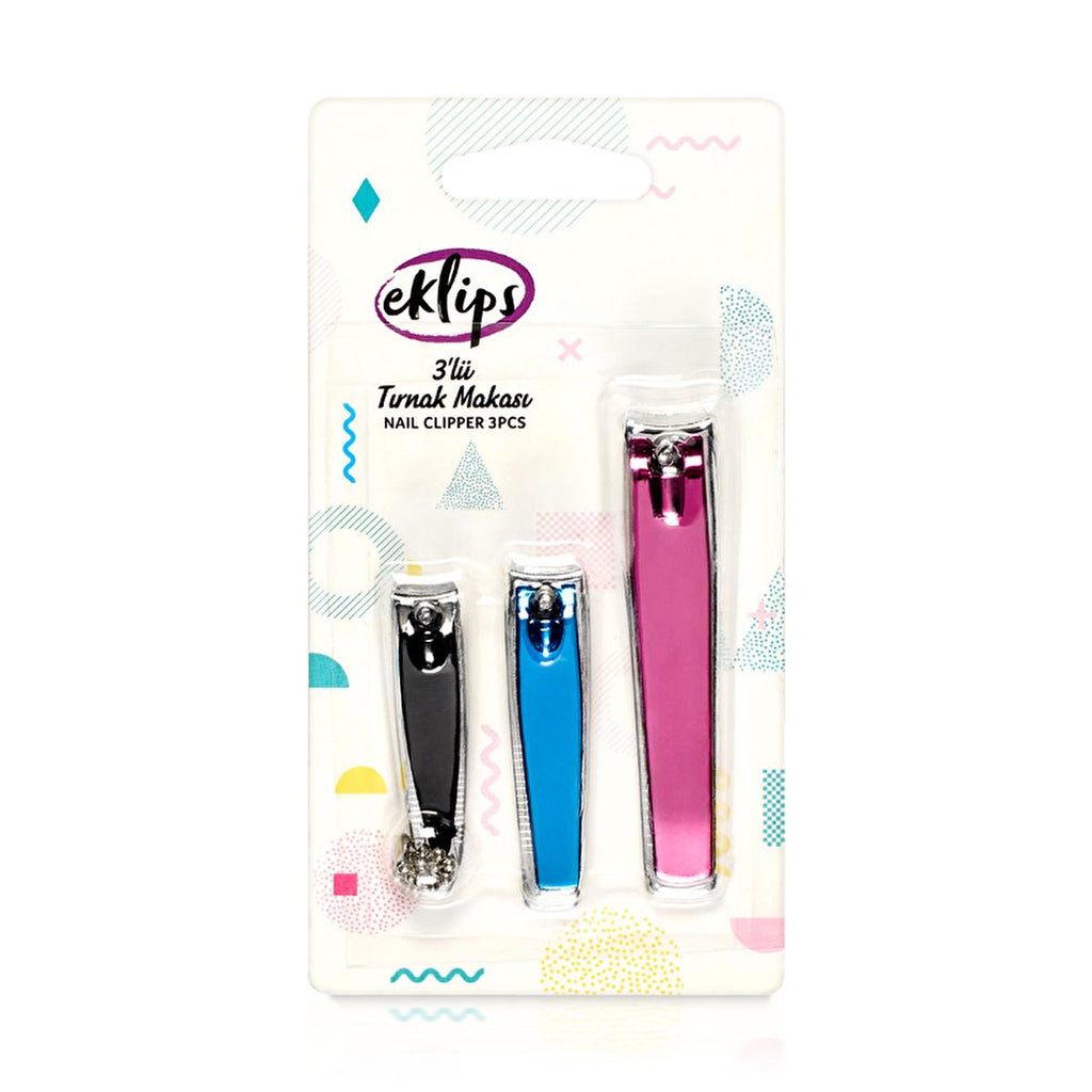 Eklips 3-Piece Nail Clippers Set - Precision Nail Care for Thin & Thick Nails - Hygienic & Durable