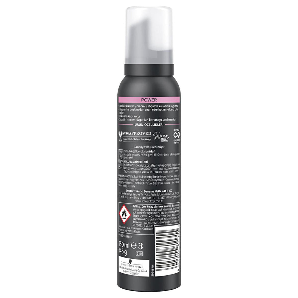 Taft Power Cashmere Hair Mousse - Strong Hold Hair Mousse for Dry & Damaged Hair
