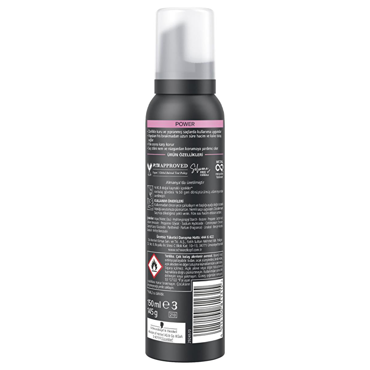 Taft Power Cashmere Hair Mousse - Strong Hold Hair Mousse for Dry & Damaged Hair