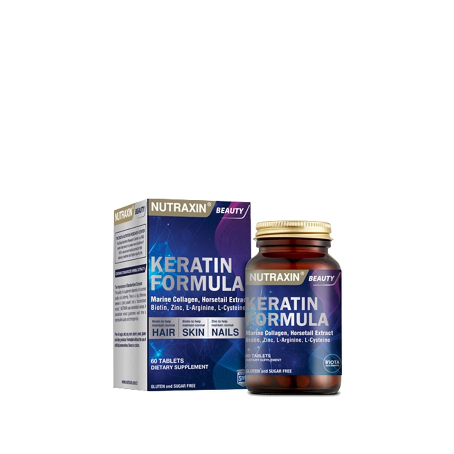 Nutraxin Keratin Formula 60 Tablets - Hair, Skin & Nail Support Supplement
