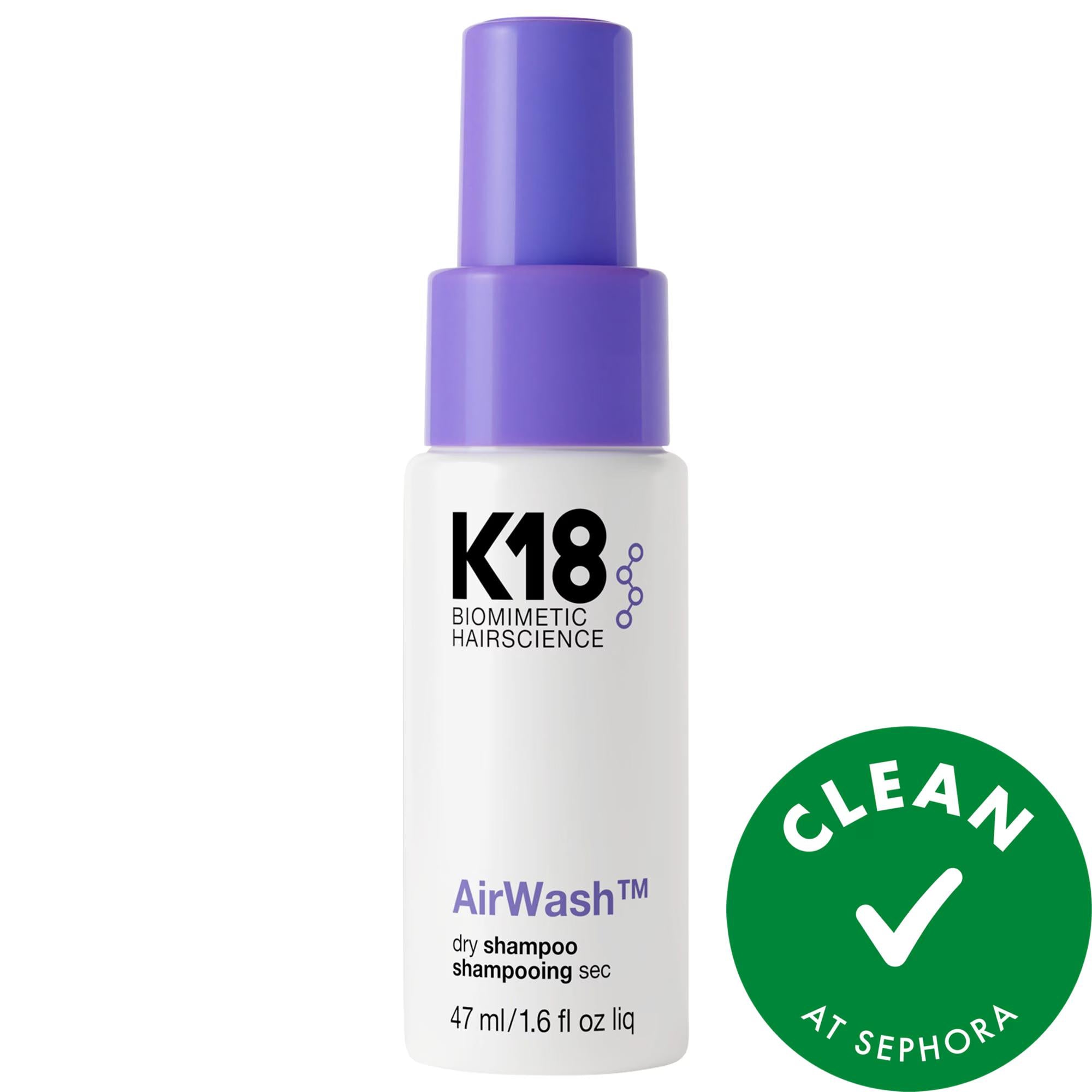 K18 AirWashª Dry Shampoo: Oil Absorption, Odor Elimination & Volumizing - Non-Aerosol, Cruelty-Free, Extends Washes Up To 3 Days
