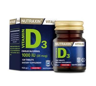Nutraxin Vitamin D3 1000 IU Supplement - 120 Tablets for Bone Health Support