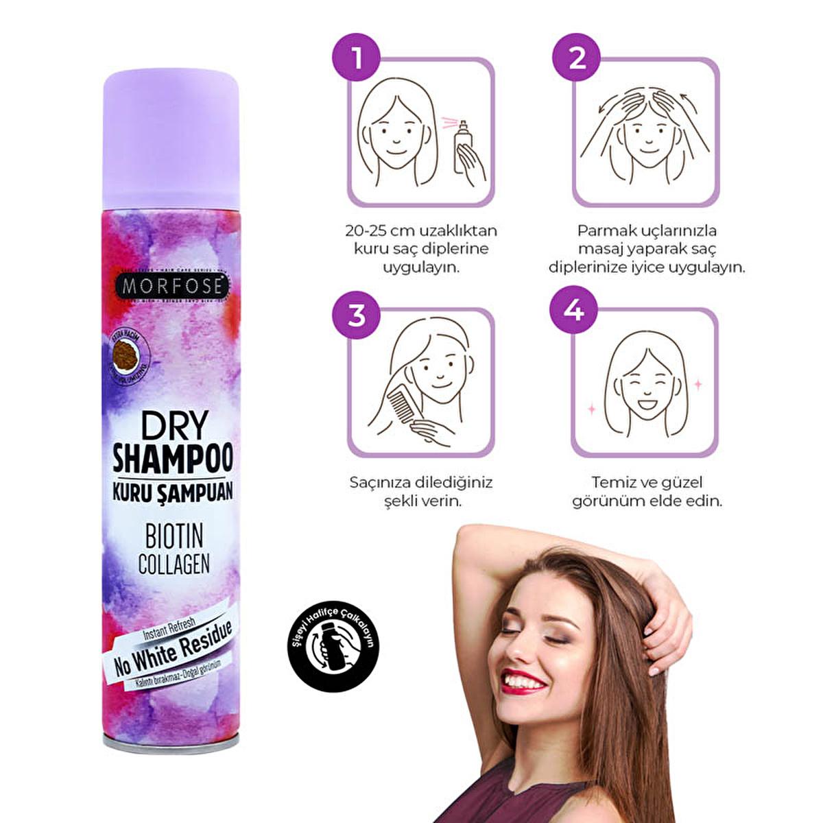 Morfose Extra Volume Dry Shampoo - Biotin & Collagen - Oil Absorbing, No Residue - Instant Hair Volume Booster, Waterless Cleanser