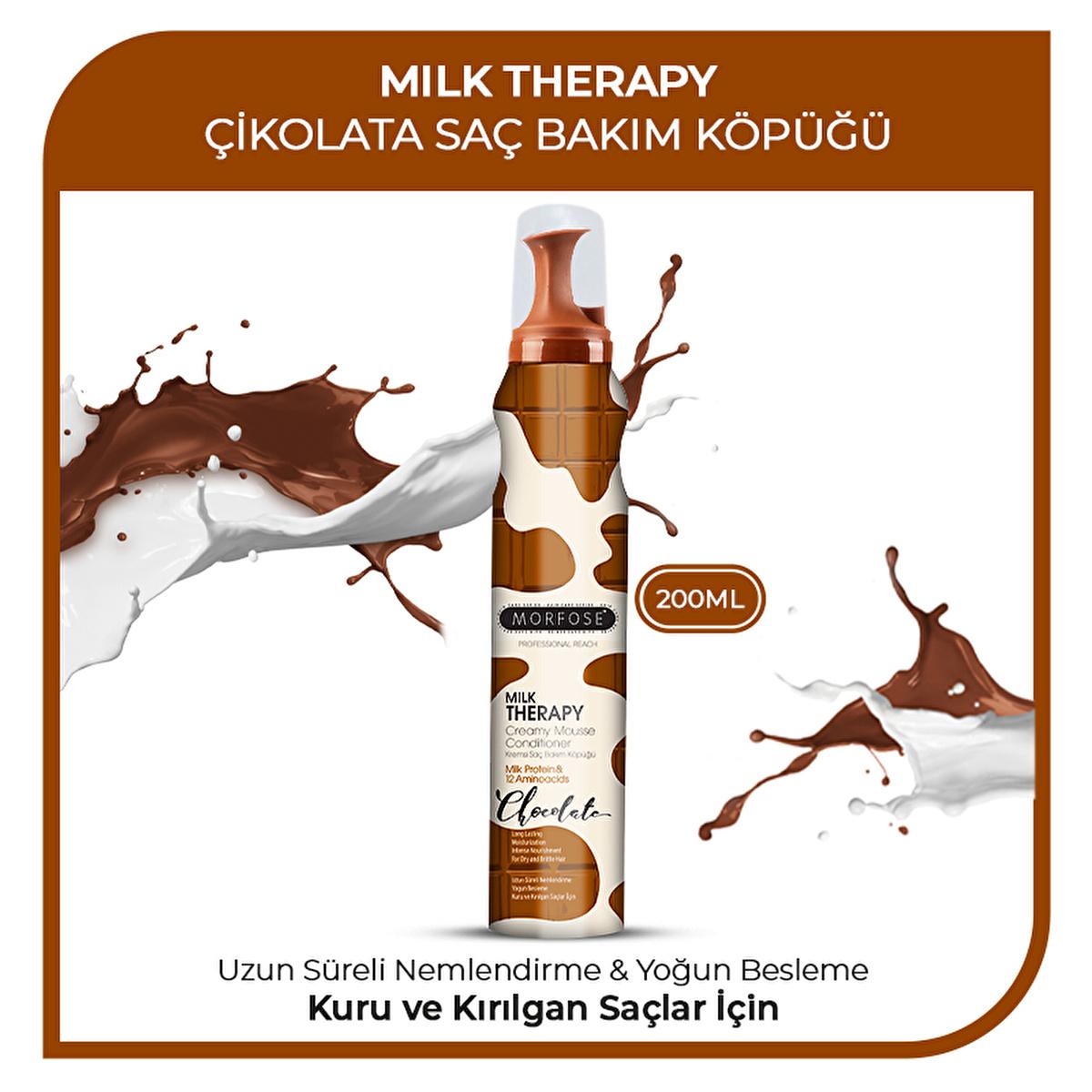 Morfose Milk Therapy Chocolate Hair Mousse: Revitalize Dry, Damaged Hair with Milk Protein & Amino Acids - Color Safe Volumizing Treatment
