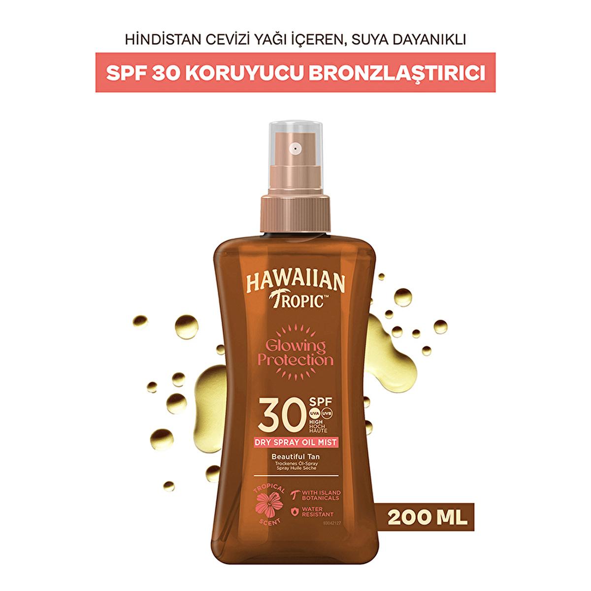 Hawaiian Tropic SPF 30 Dry Spray Sunscreen Oil: Glowing Protection, Vegan, Tropical Scent - UVA/UVB Broad Spectrum - 6.76 fl oz
