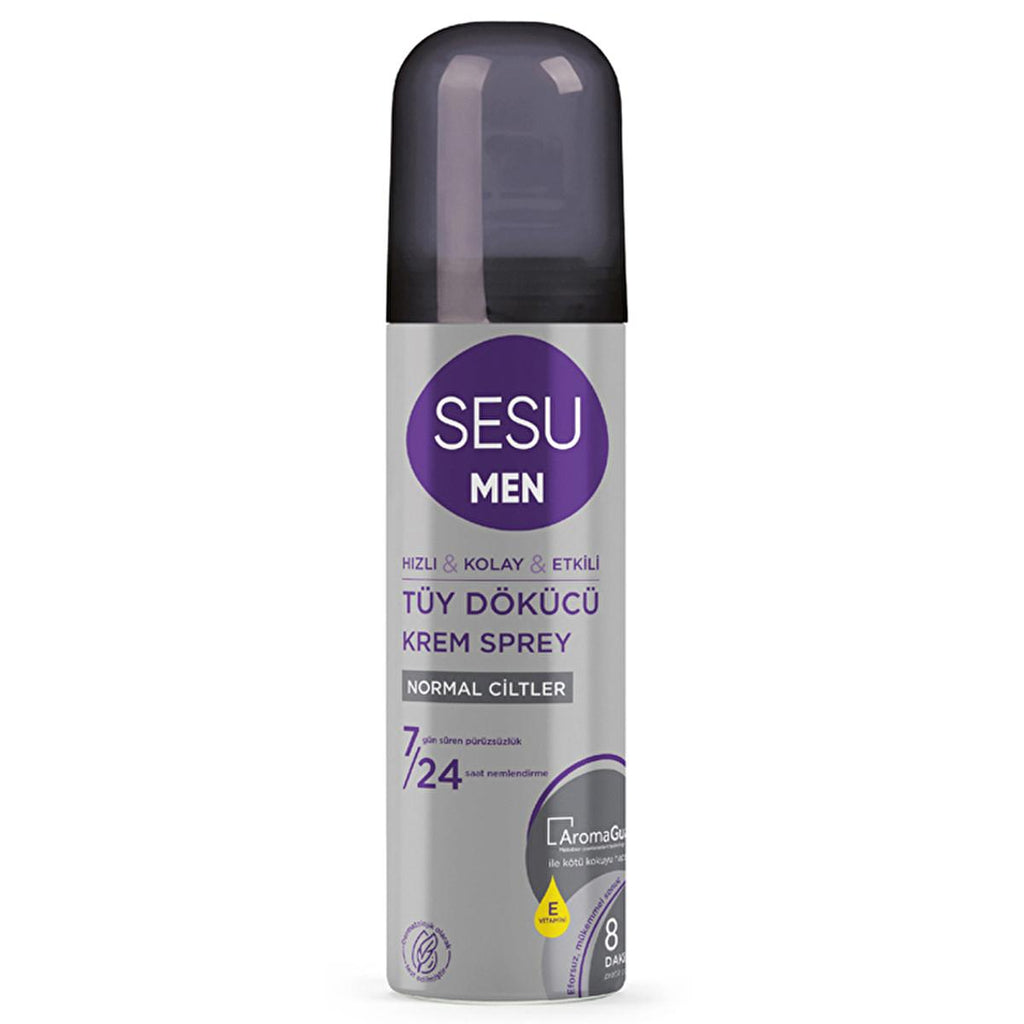 Sesu Men's Hair Removal Cream Spray - 8 Minute Quick Hair Removal, Moisturizing, Dermatologically Tested - 5.07 fl oz