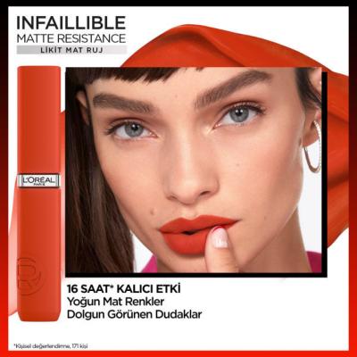 L'Oreal Paris Infaillible Matte Resistance Liquid Matte Lipstick - Transfer-Resistant, Long-Lasting Matte Finish Lip Color for Comfortable Wear
