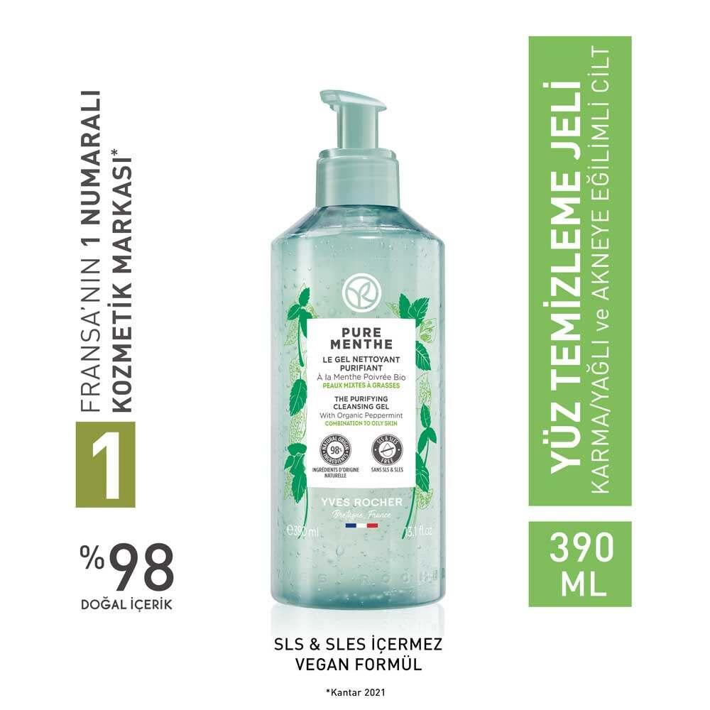 Pure Menthe Face Wash Gel for Combination/Oily Skin - Deep Cleansing, Organic Mint, Soap & Alcohol-Free