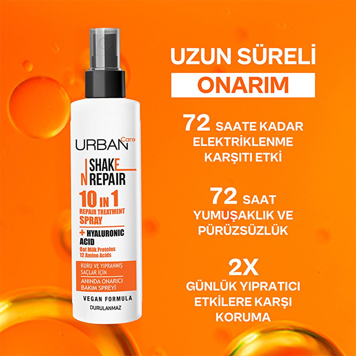 Urban Care Shake N Repair: 10-in-1 Leave-In Hair Care Spray - Heat Protection, Damage Repair, Frizz Control, Vegan - 6.76 fl oz