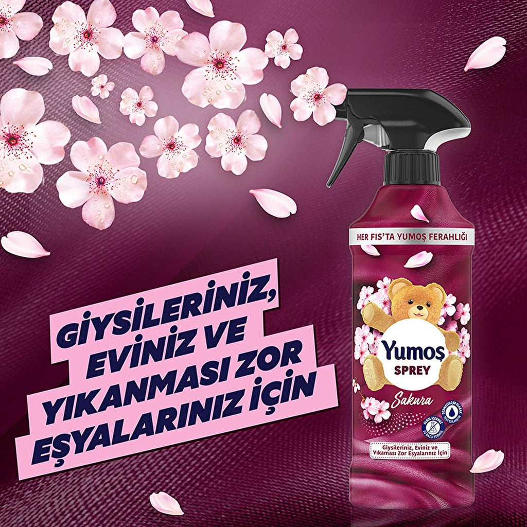 Yumoş Sakura Fabric and Home Fragrance Spray - Dermatologically Tested, Alcohol-Free, 15.22 fl oz