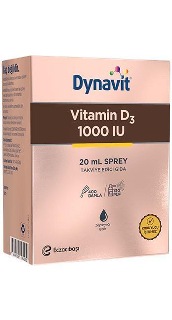 Dynavit Vitamin D3 1000 IU Spray - Supports Bone Health & Immune System for Adults