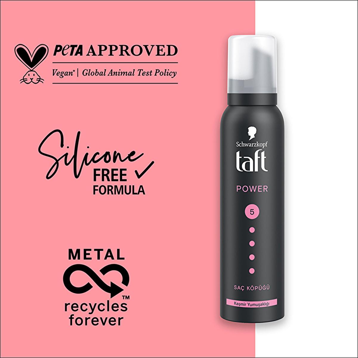 Taft Power Cashmere Hair Mousse - Strong Hold Hair Mousse for Dry & Damaged Hair