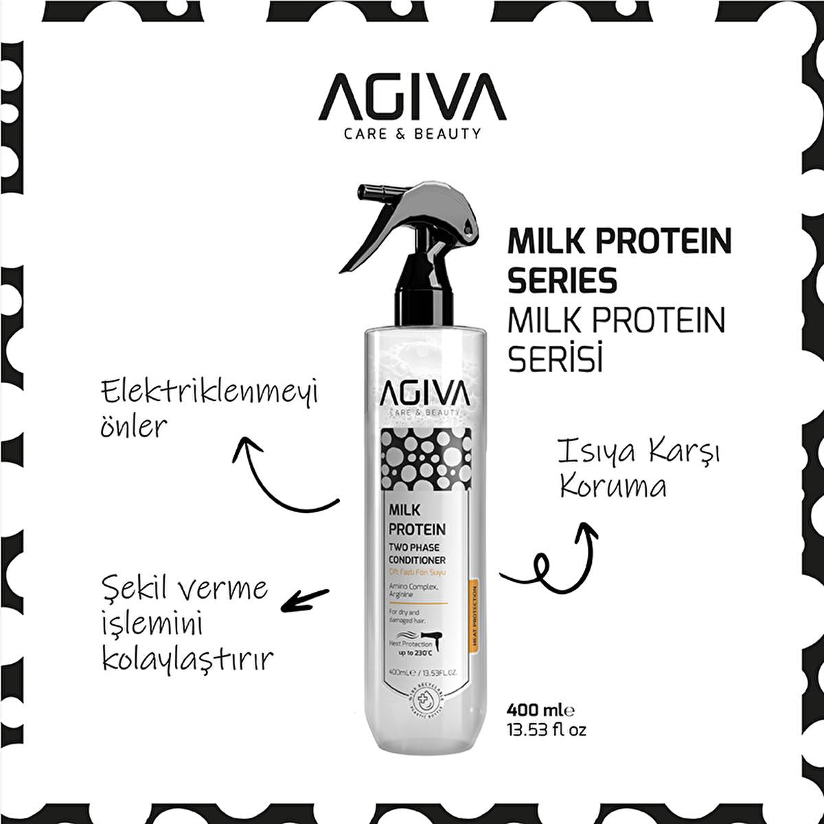Agiva Milk Protein & Amino Acid Heat Protectant Spray: Detangle, Repair & Shield Hair While Styling - Fšn Suyu, 13.53 fl oz