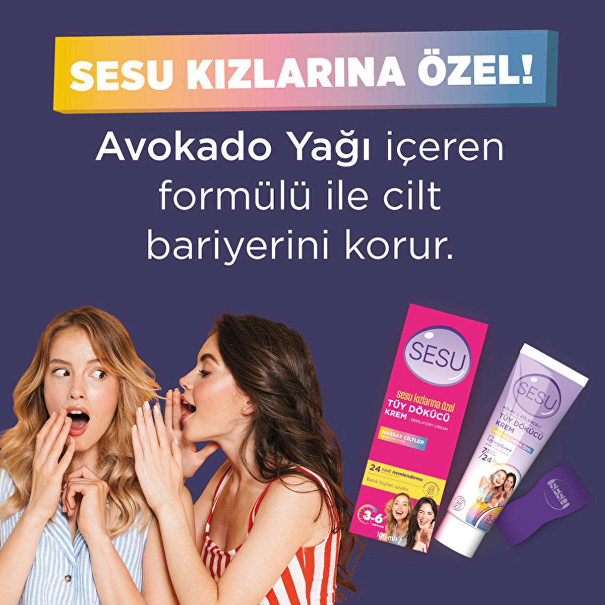 Sesu Hair Removal Cream for Sensitive Skin - Easy & Effective Depilatory Cream for Women, 3.38 fl oz