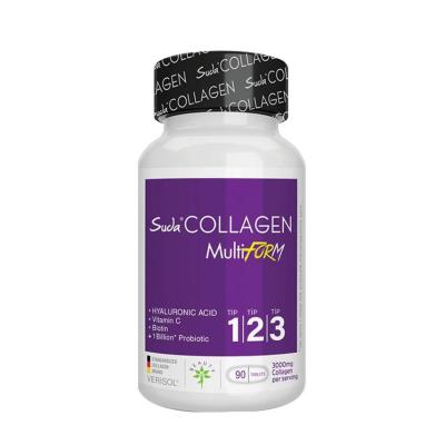 Suda Collagen: Type 1 2 3 Collagen Supplement with Probiotics, Hyaluronic Acid & Vitamin C - Supports Skin, Hair, Nails & Joint Health
